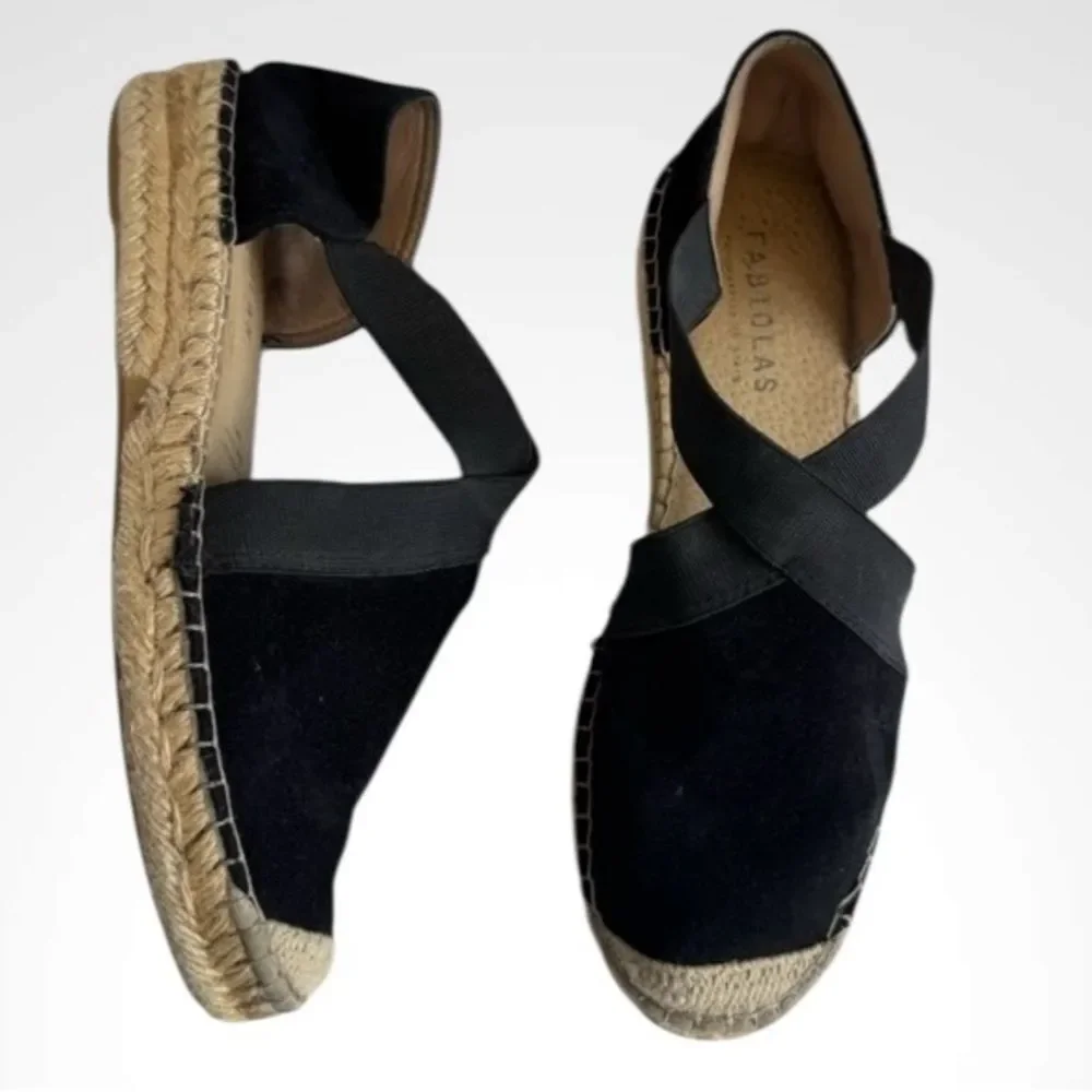 Anthropologie shoes | Fabiolas Black Suede Espadrille Sandals NWOB size 9.5